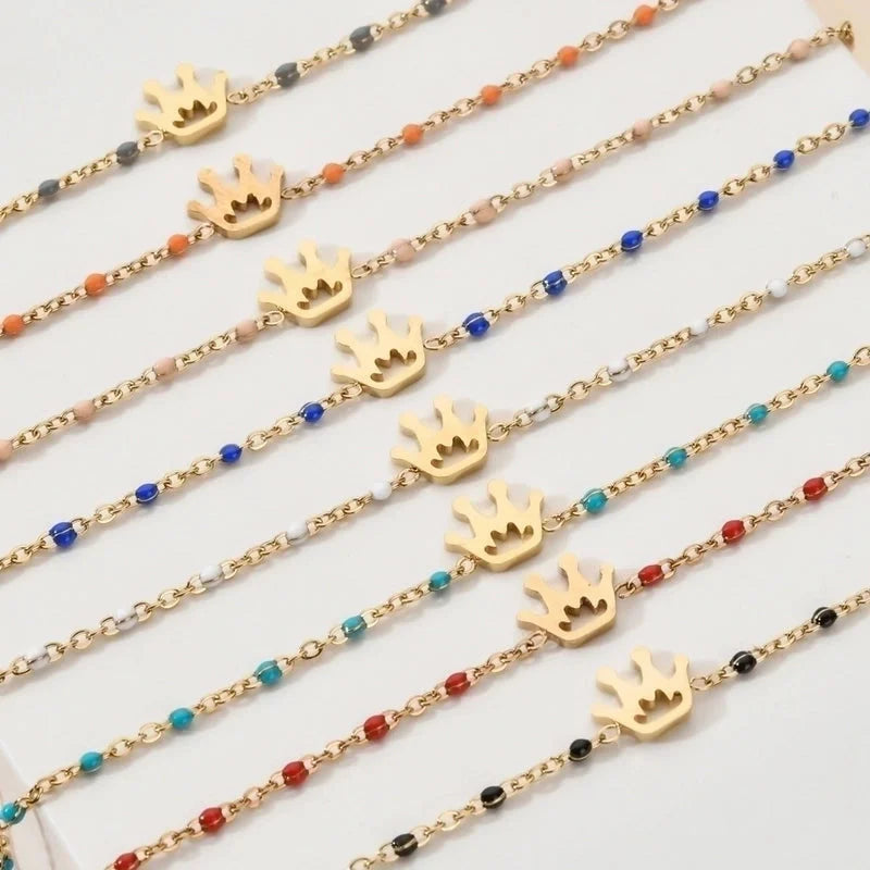 Minimalist Classic Style Crown Stainless Steel Plating Bracelets