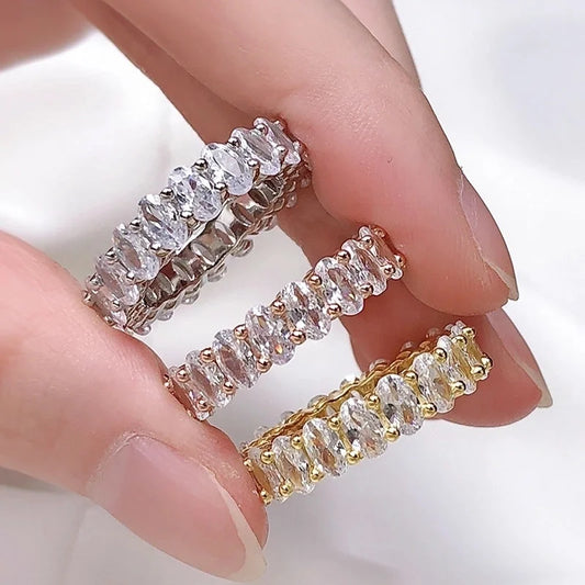 Copper Rose Gold Plated White Gold Plated Gold Plated Inlay Geometric Zircon Rings