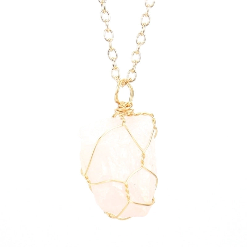 Minimalist Geometric Alloy Natural Stone Knitting Pendant Necklace