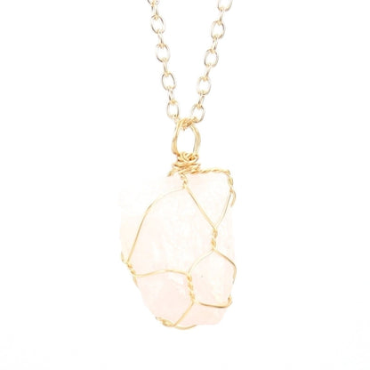 Minimalist Geometric Alloy Natural Stone Knitting Pendant Necklace