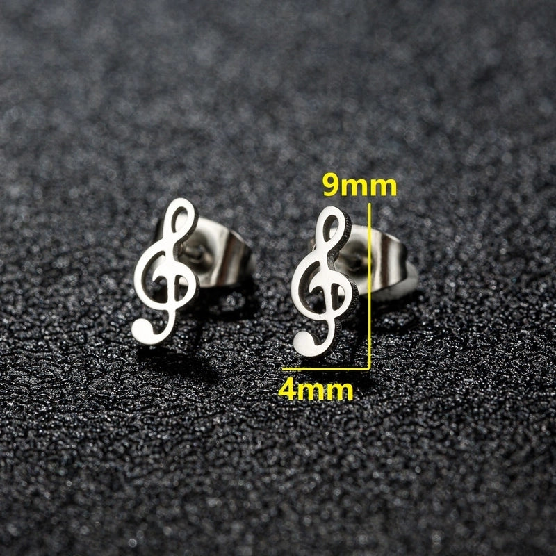 1 Pair Cute Minimalist Animal Notes Polishing 304 Stainless Steel 18K Gold Plated Ear Studs
