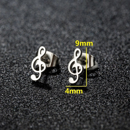 1 Pair Cute Minimalist Animal Notes Polishing 304 Stainless Steel 18K Gold Plated Ear Studs