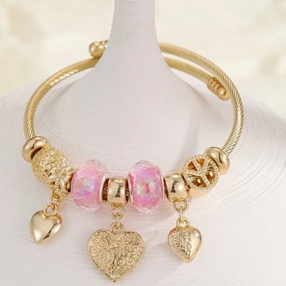 Vacation Modern Style Bear 304 Stainless Steel Alloy Gold Plated Rhinestones Bangle In Bulk