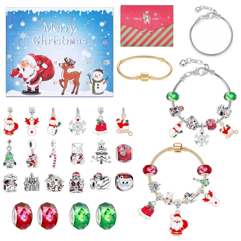 1 Set Zinc Alloy Christmas Tree Santa Claus Snowman Advent Calendar Jewelry Accessories