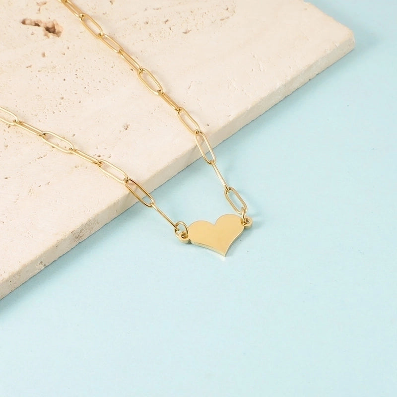 Minimalist Heart Shape 304 Stainless Steel Plating Pendant Necklace
