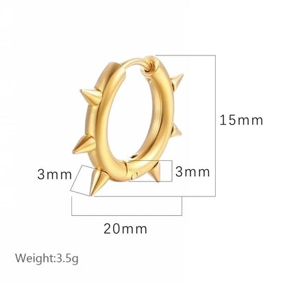 5 Pieces Hip-Hop Retro Minimalist Round Plating 304 Stainless Steel Hoop Earrings