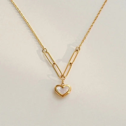 Elegant Sweet Streetwear Round Heart Shape Solid Color Titanium Steel Plating Layered Necklaces Pendant Necklace Necklace