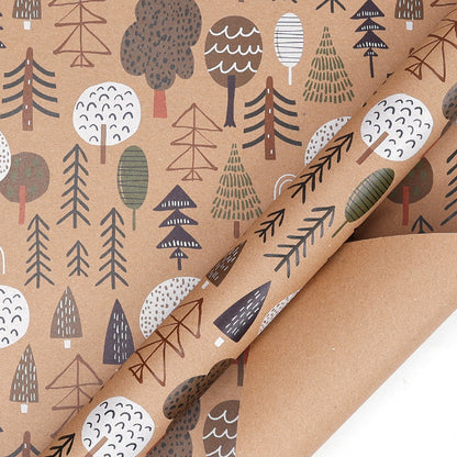 Christmas Gift Gift Box Wrapping Paper Brown Kraft Paper Uv Printing Environmentally Friendly Christmas Wrapping Paper Set