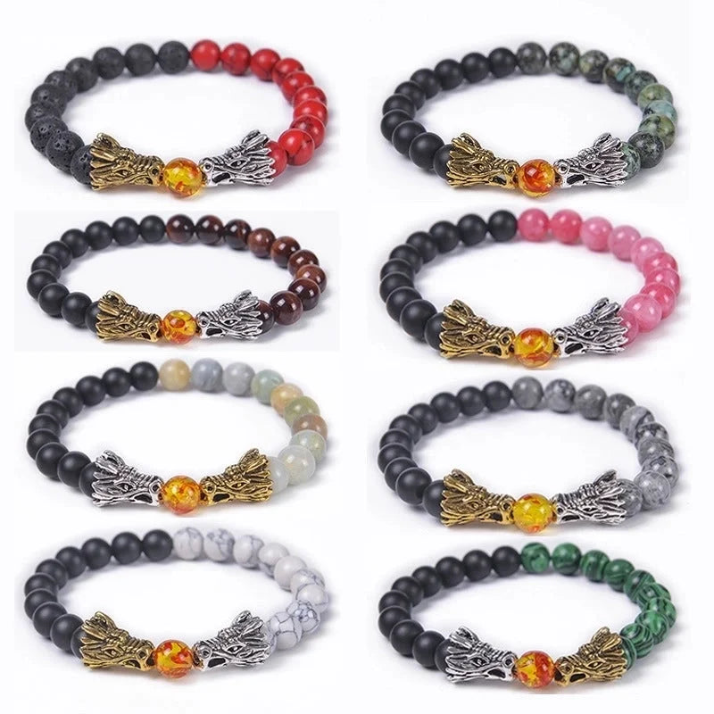 Classic Style Round Natural Stone Beaded Bracelets