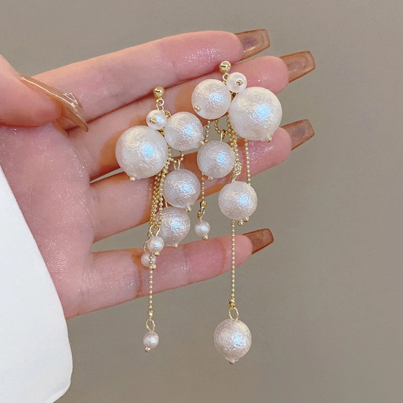 1 Pair IG Style Minimalist U Shape Geometric Flower Inlay Imitation Pearl Artificial Pearls Rhinestones Drop Earrings Ear Studs