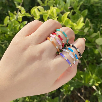 Women Retro Metal Vintage Geometric Copper Oil Dripping Rings