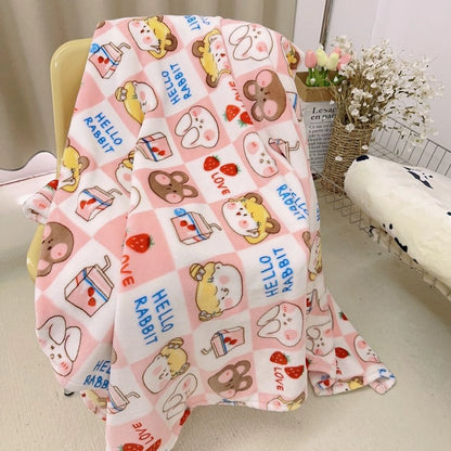 In Stock | Style Autumn And Winter Thickened Cartoon Crayon Small New Flannel Casual Plush Blanket Dormitory Bed Sheet