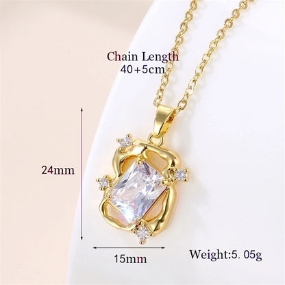 Stainless Steel Titanium Steel 18K Gold Plated Vintage Style Plating Inlay Round Heart Shape Snowflake Zircon Pendant Necklace