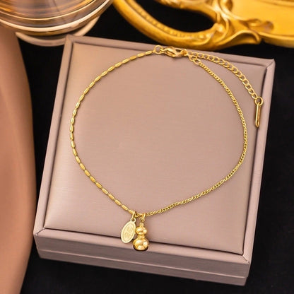 Minimalist Classic Style Geometric Heart Shape Titanium Steel Plating Bracelets Anklet Necklace