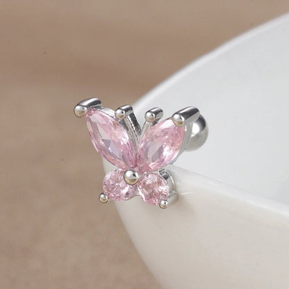 1 Piece Ear Cartilage Rings & Studs IG Style Ice Cream Heart Shape Candy 304 Stainless Steel Inlay Zircon 18K Gold Plated Ear Cartilage Rings & Studs