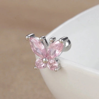 1 Piece Ear Cartilage Rings & Studs IG Style Ice Cream Heart Shape Candy 304 Stainless Steel Inlay Zircon 18K Gold Plated Ear Cartilage Rings & Studs