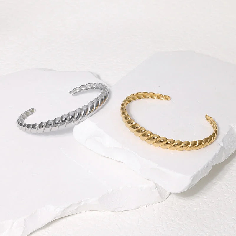 Minimalist Stripe Stainless Steel Electroplating Bangles