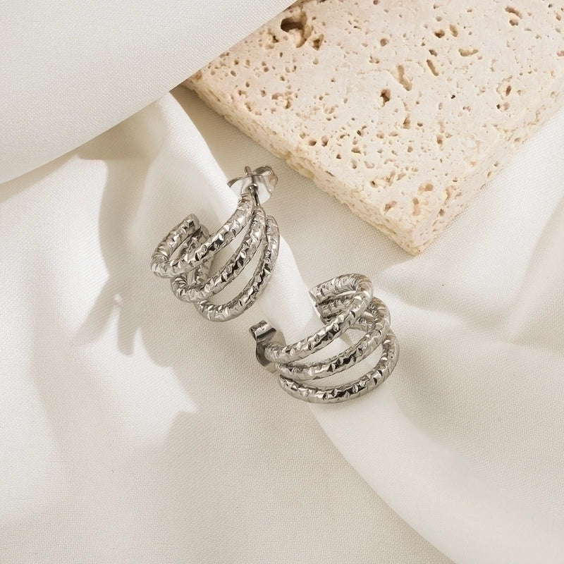 1 Pair Minimalist Classic Style C Shape Plating Stainless Steel 14k Gold Plated Ear Studs