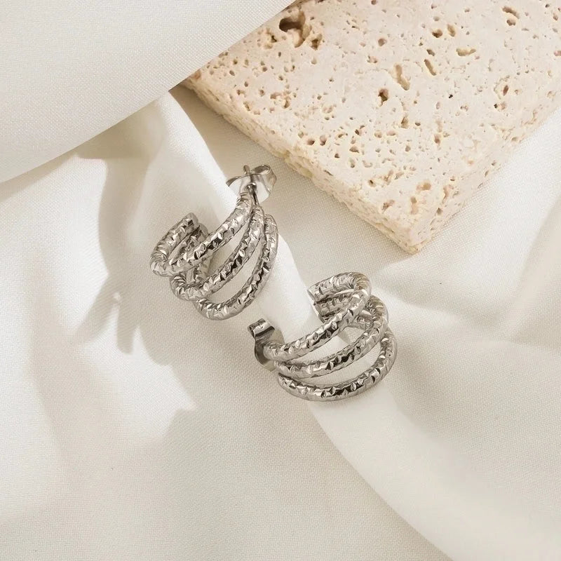 1 Pair Minimalist Classic Style C Shape Plating Stainless Steel 14k Gold Plated Ear Studs