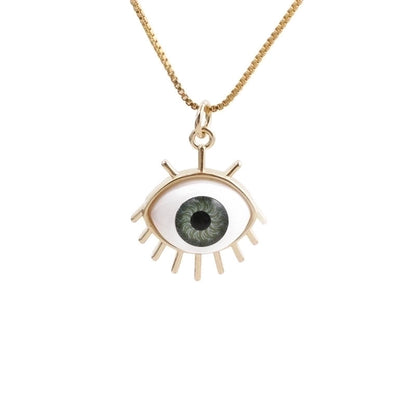 Simple Dripping Evil Eye Pendant Copper Zircon Necklace