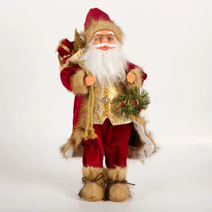 Xintean Santa Claus Doll Golden Lock Edge Red Backpack Santa Claus Ornaments Cross-border Christmas Supplies