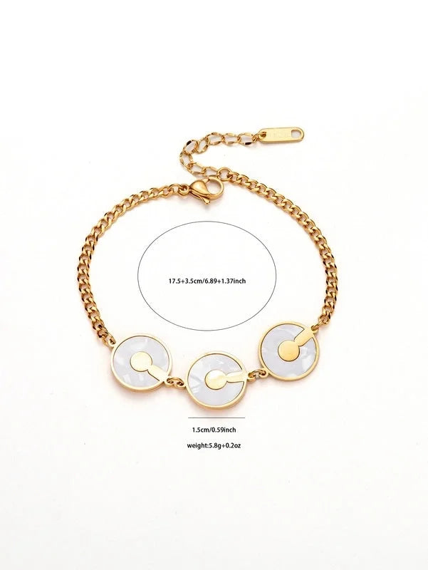 Minimalist Geometric Round Titanium Steel Fritillary Plating Inlay Bracelets Necklace