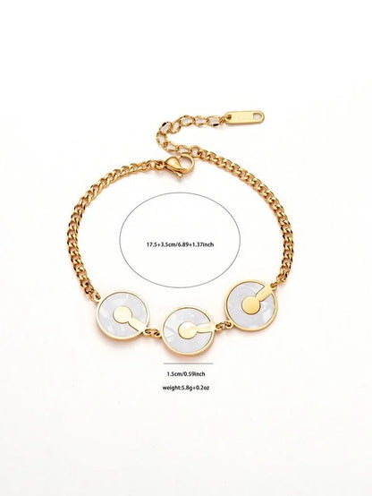 Minimalist Geometric Round Titanium Steel Fritillary Plating Inlay Bracelets Necklace