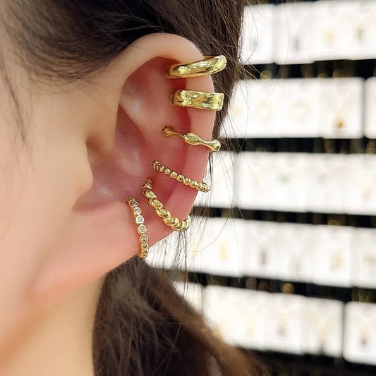 1 Pair Minimalist Solid Color Cool Style C Shape Copper 18K Gold Plated Gold Plated Ear Cuffs