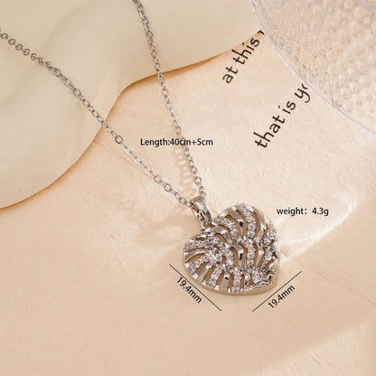 Minimalist Heart Shape 304 Stainless Steel Copper Zircon Gold Plated Plating Inlay Pendant Necklace