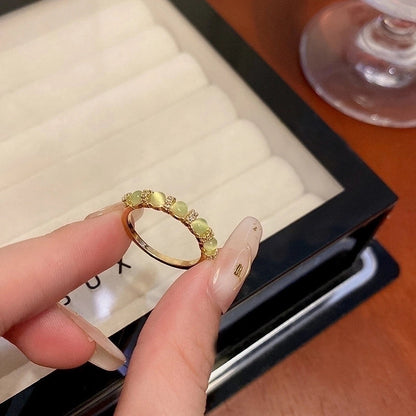 IG Style Geometric Copper Plating Inlay Zircon Rings