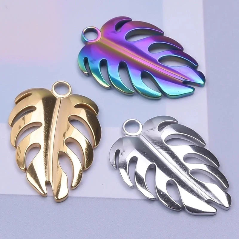 3 Pieces IG Style Minimalist Leaves 304 Stainless Steel 18K Gold Plated Plating Pendant Necklace Necklace Pendant
