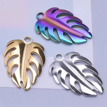 3 Pieces IG Style Minimalist Leaves 304 Stainless Steel 18K Gold Plated Plating Pendant Necklace Necklace Pendant