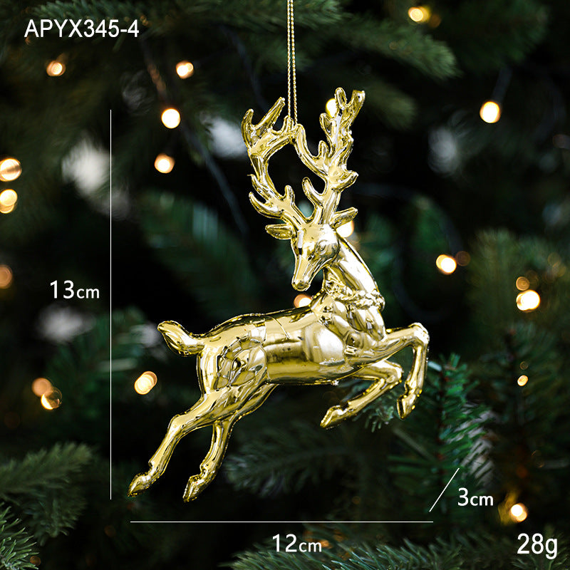Christmas Gold Christmas Tree Ornaments Snowflake Crystal Shoes Reindeer Pendants Electroplated Accessories Pendants