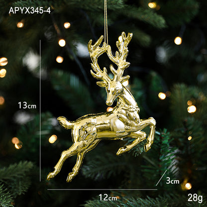 Christmas Gold Christmas Tree Ornaments Snowflake Crystal Shoes Reindeer Pendants Electroplated Accessories Pendants