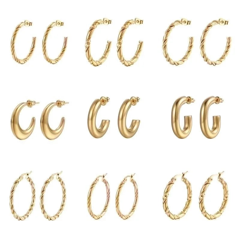 1 Pair Fashion Solid Color Plating 201 Stainless Steel 18K Gold Plated Earrings