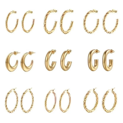 1 Pair Fashion Solid Color Plating 201 Stainless Steel 18K Gold Plated Earrings