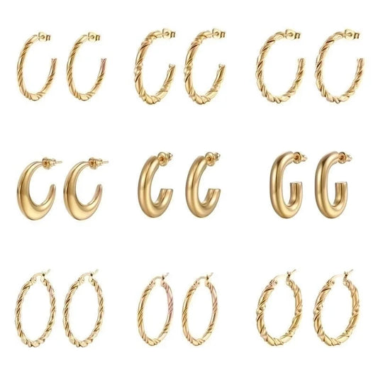 1 Pair Fashion Solid Color Plating 201 Stainless Steel 18K Gold Plated Earrings