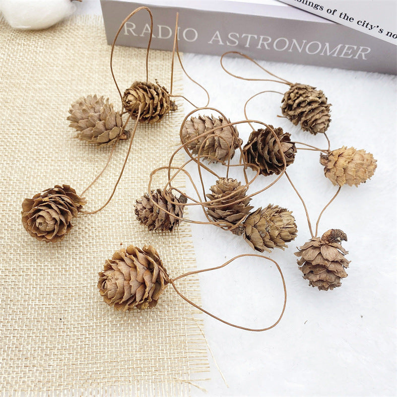 2 Pieces 1-18cm Pine Cone Christmas Decoration Hanging Pine Cone Christmas Tree Hanging Decoration Photography Props Dried Flower Pine Cone Pine Cone