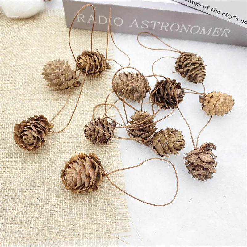 2 Pieces 1-18cm Pine Cone Christmas Decoration Hanging Pine Cone Christmas Tree Hanging Decoration Photography Props Dried Flower Pine Cone Pine Cone