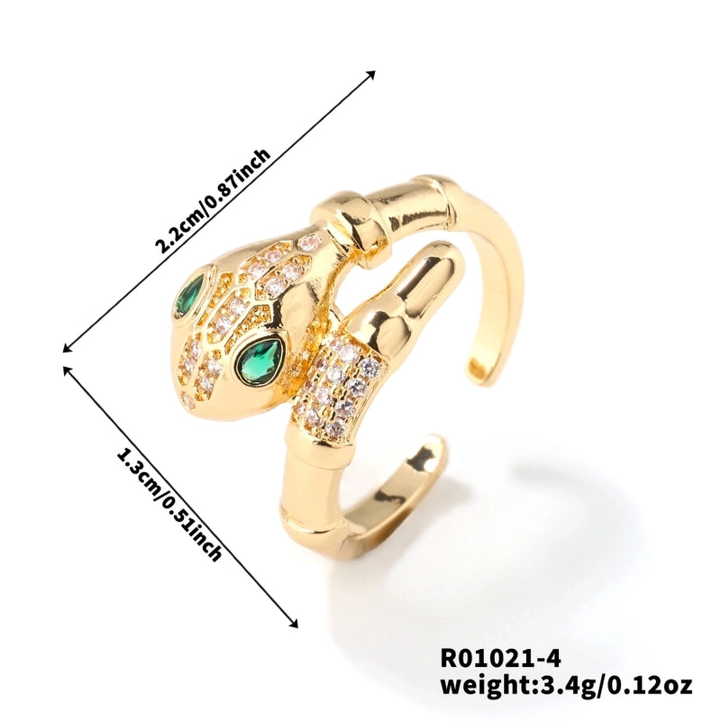 Copper K Gold Plated Plating Inlay Snake Butterfly Zircon Open Rings
