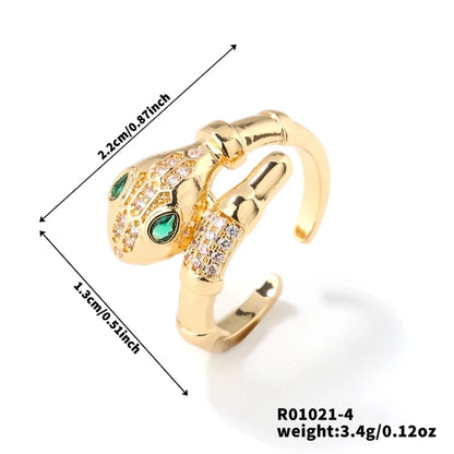 Copper K Gold Plated Plating Inlay Snake Butterfly Zircon Open Rings