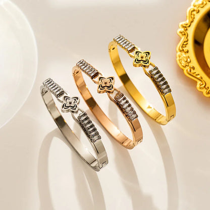 Moderate Luxury Stainless Steel 18K Gold Plated Bangles