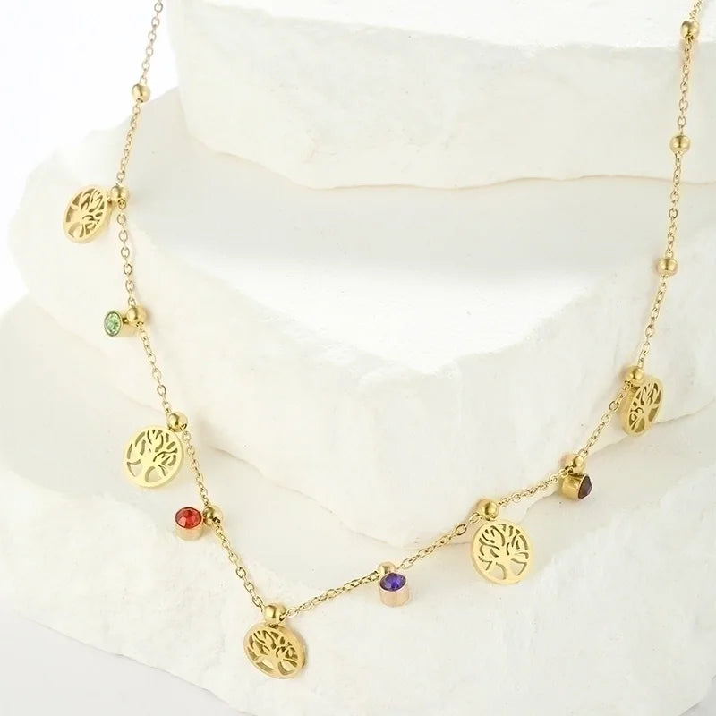 304 Stainless Steel Minimalist Shiny Polishing Plating Bc1035 Lucky Tree Pendant Necklace