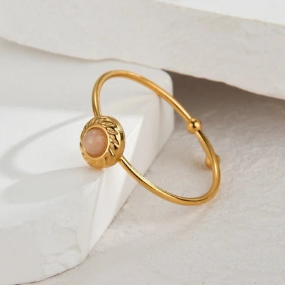 Elegant Glittery 304 Stainless Steel 14K Gold Plated Plating Rings