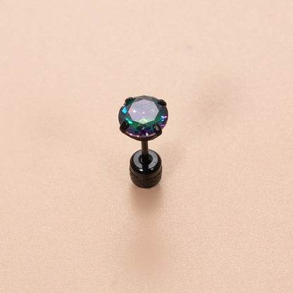 1 Piece Ear Cartilage Rings & Studs Vintage Style Cool Style Shiny Geometric 316L Stainless Steel Plating Inlay Zircon
