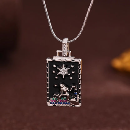 Vintage Style Minimalist Sun Moon Titanium Steel Copper Plating Pendant Necklace