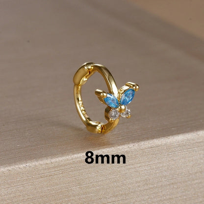 1 Piece Minimalist Color Block Butterfly Plating Copper Huggie Earrings