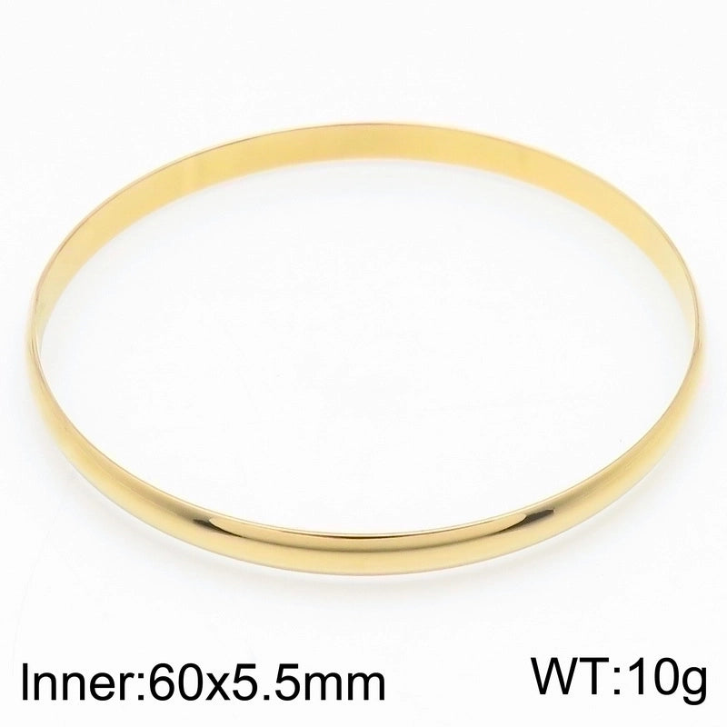 Minimalist Round Stainless Steel 18K Gold Plated Bangle In Bulk