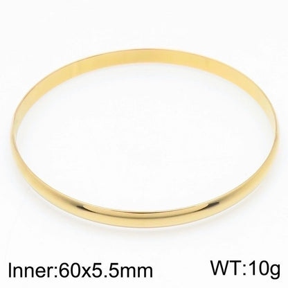 Minimalist Round Stainless Steel 18K Gold Plated Bangle In Bulk