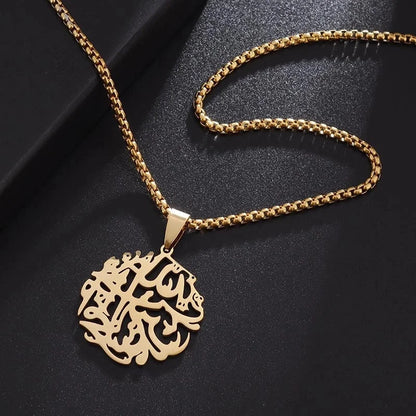 Hip-Hop Retro Geometric Life Tree Titanium Steel Plating Unisex Pendant Necklace